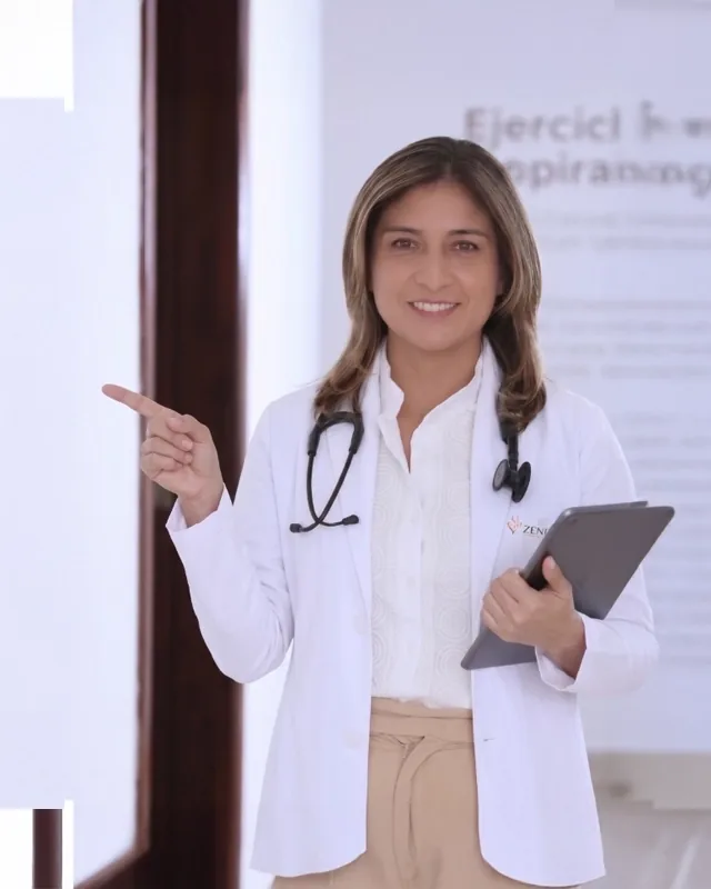 Médica revisando un informe cardiovascular en una tableta